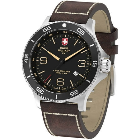 Swiss Military By Charmex Men's Infantry Silver Tone Leather Band Watch