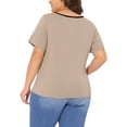 thumbnail image 4 of DARING DIVA Women's Plus Square Neck Short Sleeve Trendy Top 2X Camel, 4 of 6