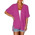 thumbnail image 2 of Hot Pink Plus Size Womens Tops Womens 2024 Summer Lightweight Cardigan Short Sleeve Open Front Casual Loose Cover Ups Tops Blouse, 2 of 9