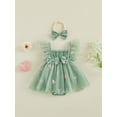 thumbnail image 6 of Yuemengxuan Baby Girl Summer Outfit Floral Fly Sleeve Tulle Romper Dress Bow Headband 2 Piece Set, 6 of 9