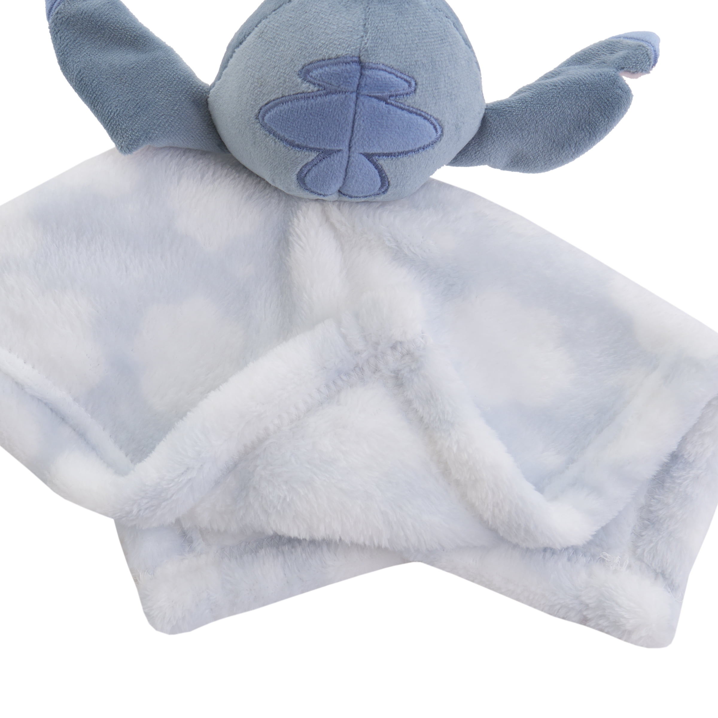 Disney Stitch Plush Security Blanket for Infants, Unisex, Blue and White