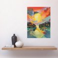 thumbnail image 2 of Atmospheric Clouds Over Mono Lake Fishing Village at Dawn Modern Watercolour Painting Large Wall Art Poster Print Thick Paper 18X24 Inch, 2 of 5