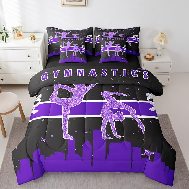 YST Dance Theme 7-Piece Comforter Set, Gymnastics Bedding for Girls, King
