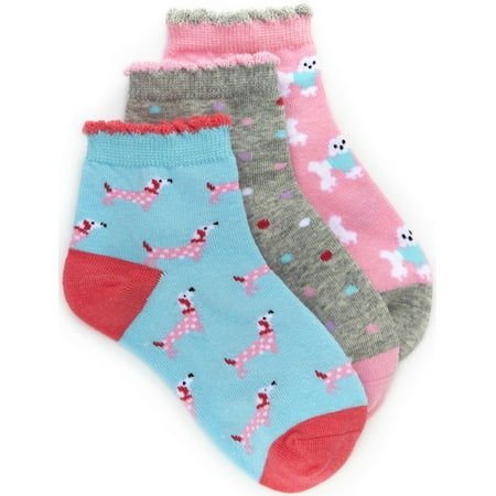 Stride Rite Unisex N/A Daliah Dogs Quarter Sock (3 Pack) Accessories