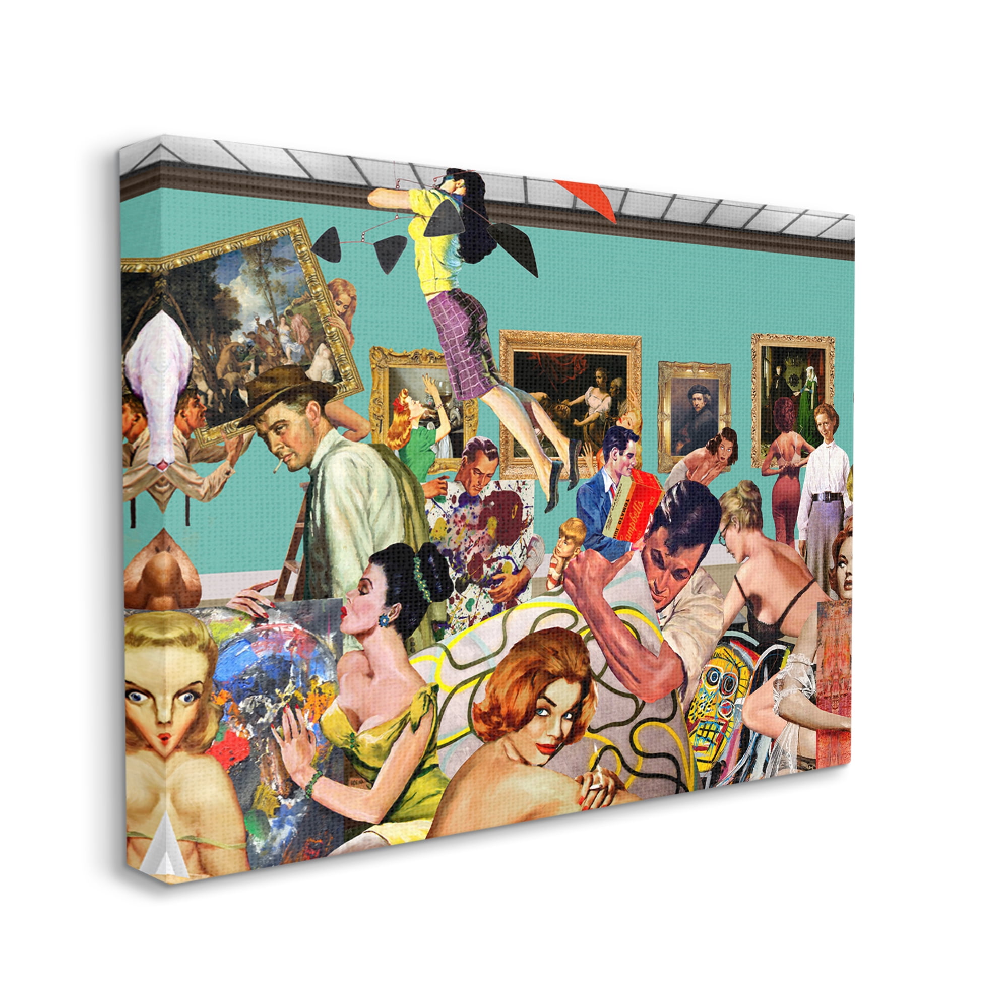 Stupell Industries Vintage People Collage Novelty Painting Gallery Wrapped Canvas Art Print Wall Art, 20 x 16