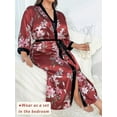 thumbnail image 6 of Plus Size Long Silky Satin Robe for Women, 1XL-5XL Multiple Prints Boudoir Casual Sleepwear Nightgown, 6 of 6