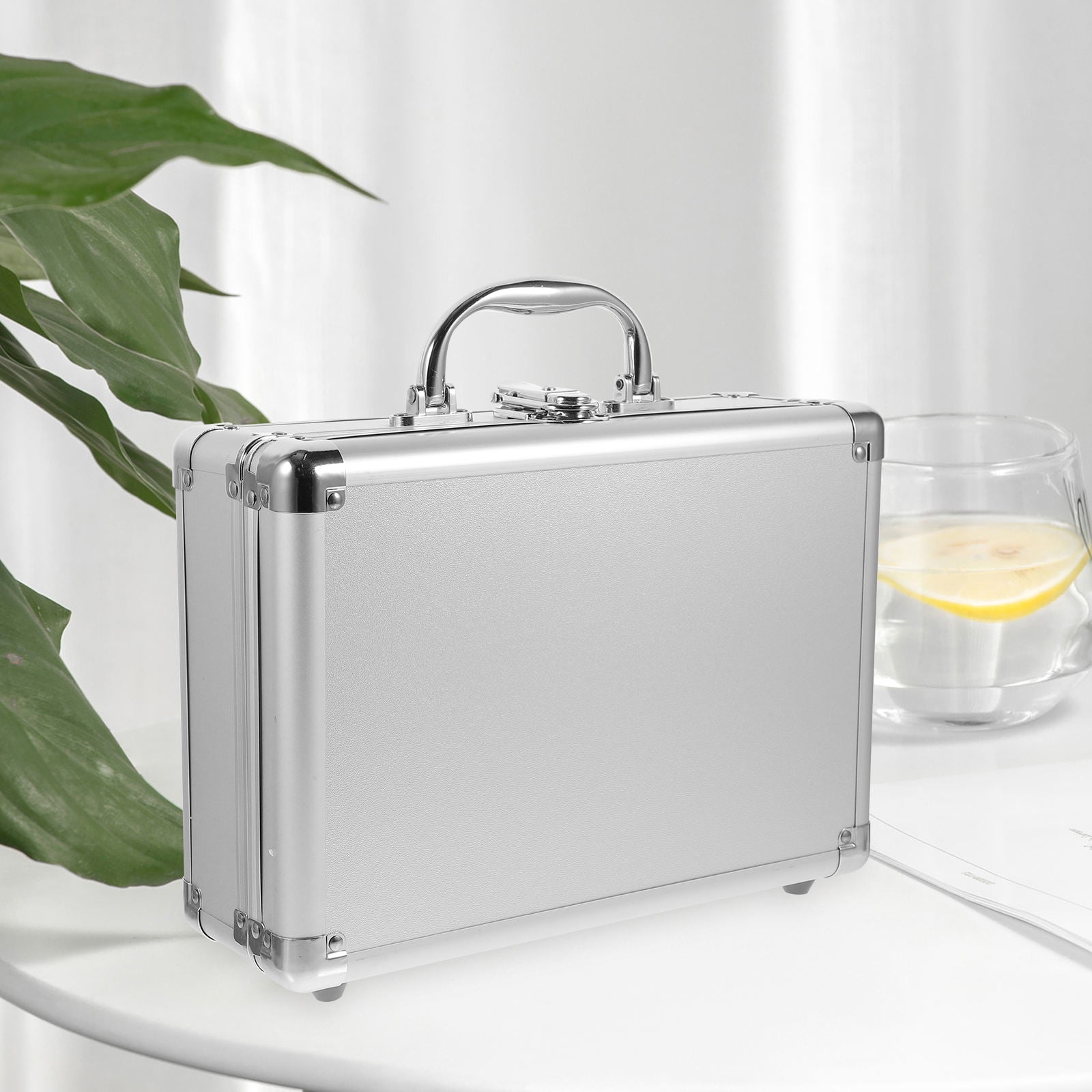 OUNONA Portable Aluminum Alloy Hard Case Briefcase with Protective Sponge Lining for Secure Storage and Easy Transport