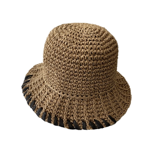 Sombrero de paja con circunferencia de 56-58 cm, sombrero de playa con protección solar para mujer, sombrero de viaje de ala grande para verano y playa