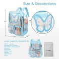 thumbnail image 2 of SANMADROLA Clear Backpack Heavy Duty Transparent Bookbag Teen Girlish Cute Bag Large Capacity See Through Backpacks Stadium Approved Daypack for Middle School College Sport/Travel, Blue Butterfly, 2 of 9
