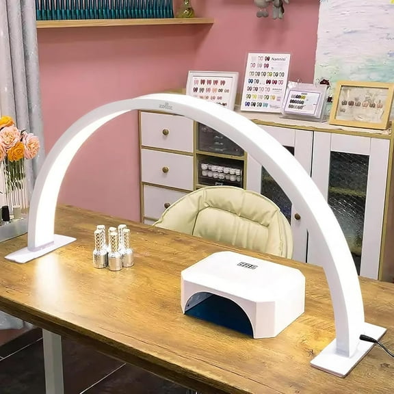 XOLLOZ Half Moon Nail Desk Lamp for Professionals, 3360 Lumen LED for Nail, Perfect LED Manicure Desk Lamp, Tattoo Light, Lash Tech, White, Touch Control