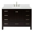 thumbnail image 2 of ARIEL Cambridge 48" Espresso Bathroom Vanity, 1.5" Edge Carrara White Quartz Countertop & Splash, Rectangular Sink, 2 Soft Closing Doors, 9 Full Extension Dovetail Drawers, Brushed Nickel, 2 of 8