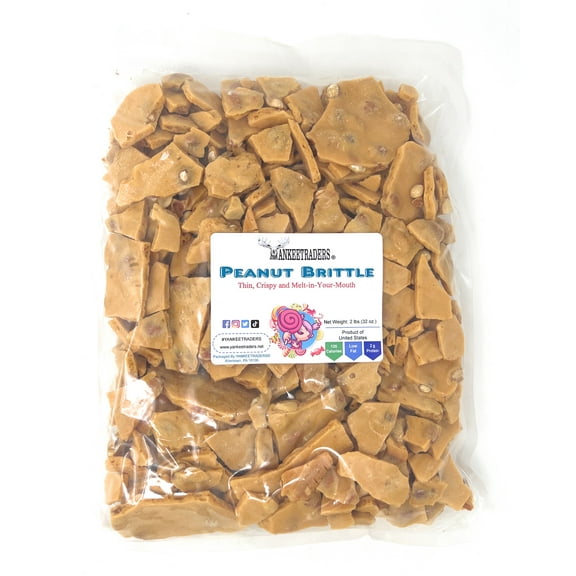 YANKEETRADERS Home Style Peanut Brittle Candy, 2 Pounds