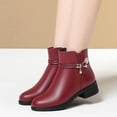 thumbnail image 6 of SACFOF Women's Leather Platform Wedge Heel Ankle Boots Comfortable Round Toe Warm Fur Lining Side Zipper Non-slip Lug Sole Winter Ankle Boots Outdoor Work Walking Snow Boots, 6 of 6