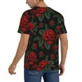 thumbnail image 2 of Hirioo Roses for Men's Baseball T-shirt Shirts Short Sleeve Casual Summer Button Stretch T Shirts,Size S-4XL-4X-Large, 2 of 7