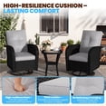 thumbnail image 6 of LazySunsets 3 Pieces Patio Furniture Set, Patio Swivel Rocker Chairs Set of 2, Wicker Outdoor Bistro Set with Rocking Chair, Gray/Black, 6 of 8