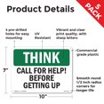 thumbnail image 2 of Call For Help Before Getting Up OSHA Think Rigid Plastic Sign 10 Inch x 7 Inch - 5 Pack, 2 of 8
