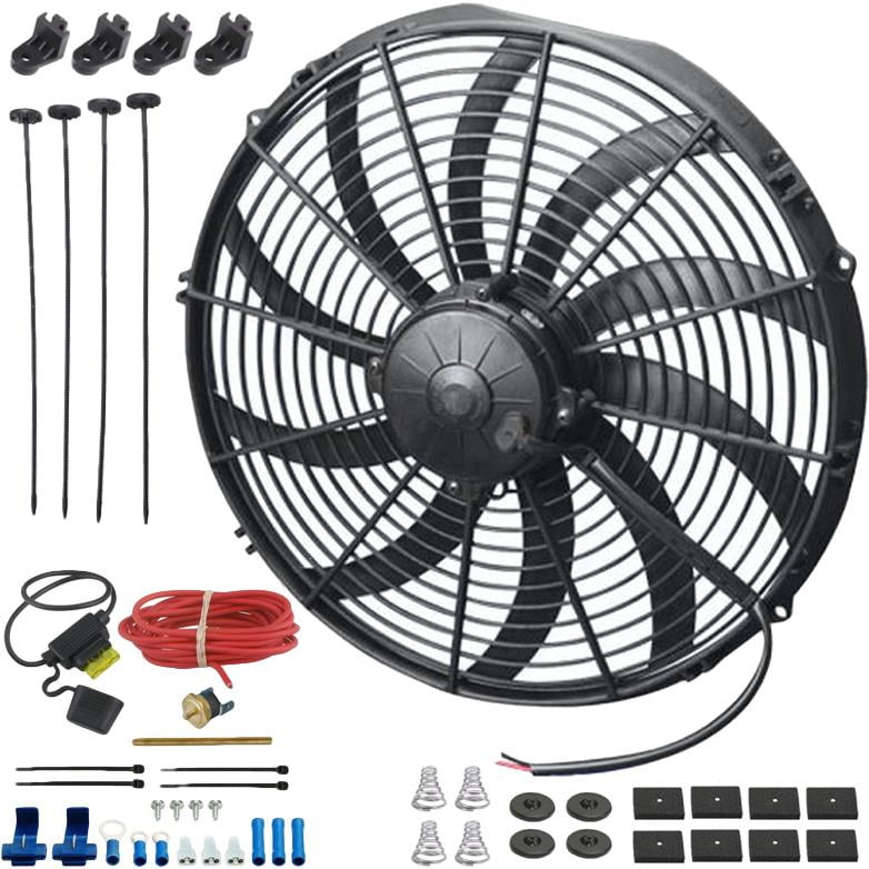 1617" Inch 180w Electric Cooling Fan Radiator Fin Probe Thermostat