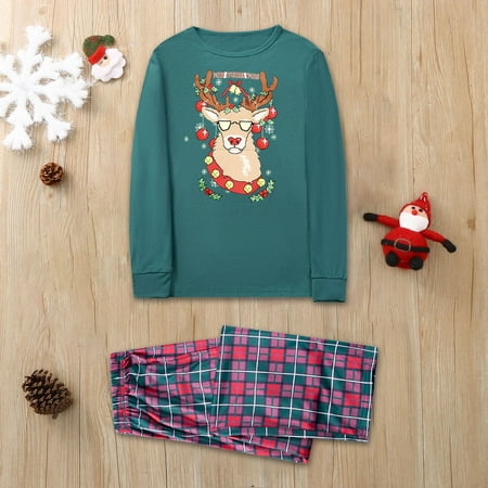 

LEEy-world Christmas Pajamas For Couples 2022 Matching Family Pajamas Sets Christmas Pjs Holiday Sleepwear Sets Printed Long Sleeve Nightwear Green M