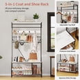 thumbnail image 3 of 5-in-1 Hall Tree Coat Rack with Bench - Entryway Organizer with Adjustable Shelf, Shoe Storage, Hanging Rod & 9 Hooks - Multi-Functional Stand, Marbled Slabs, 3 of 8