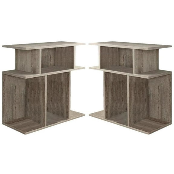 Home Square 24" Accent Side Table in Dark Taupe Finish - Set of 2