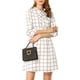 thumbnail image 5 of INSPIRE CHIC Vestido de Cuadros para Mujer con Cuello de Lazo y Mangas 3/4, Cintura Ajustable L Blanco, 5 of 8