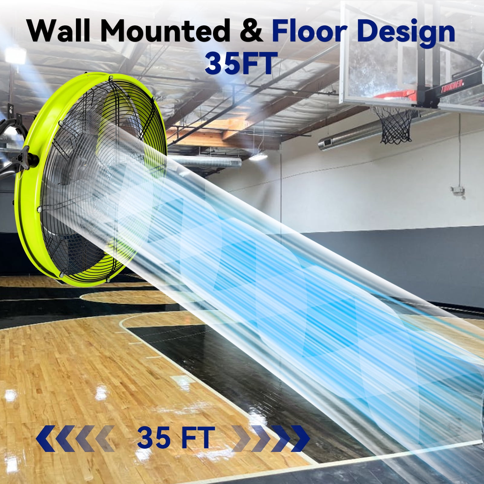 20" High Velocity Metal Floor Drum Fan,4500 CFM Heavy Duty Industrial Shop Fan, 3 Speed, 360 Degree Tilt, Wall Mounted & Floor Design for Warehouse, Commercial, Barn, Garage - UL Safety Listed