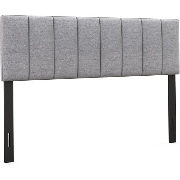 BENJM Linen Upholstered Headboard, Adjustable Width Button Tufted Headboard Only with Solid Wood Legs, Attach Frame, Modern Headboards for Queen Full Size Bed, Gray