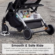 INFANS Travel Stroller, Lightweight Compact Baby Stroller for Airplane with One-Hand Fold, Multi-Position Recline, Canopy, 4 Wheel Suspension, Storage Basket