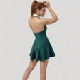 thumbnail image 6 of Women's Sleeveless Tennis Dress with Contrast Polo Collar and Flared Skirt Design - Medium, Olive Green, 6 of 7