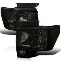 Spec-D Tuning Smoke Headlights Compatible with 2009-2014 Ford F150 F-150 Truck, L R Pair Head Lights Lamps Assembly