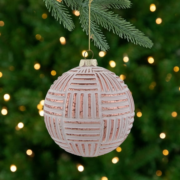 Pink and Gold Glass Ball Christmas Ornament 4 (100mm)
