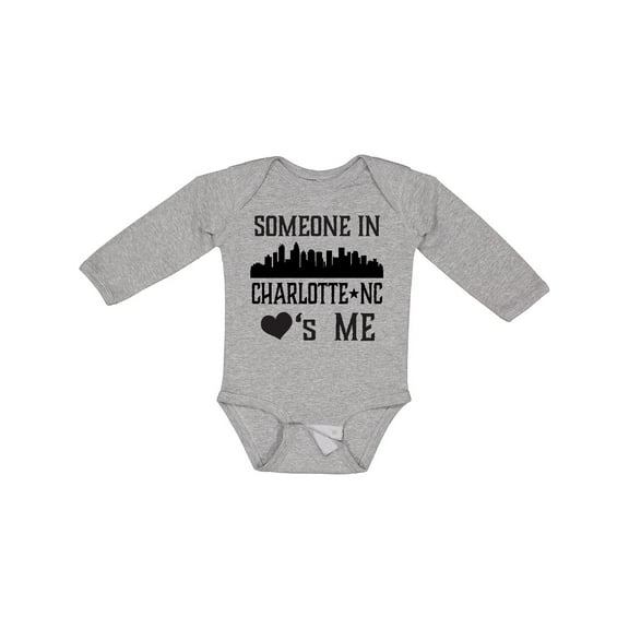 Inktastic Charlotte North Carolina Someone Loves Me Boys or Girls Long Sleeve Baby Bodysuit