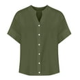 thumbnail image 4 of JGGSPWM Women's Summer Work Tops Trendy Button Down V Neck Clothes Spring Tops for Women Army Green M, 4 of 4