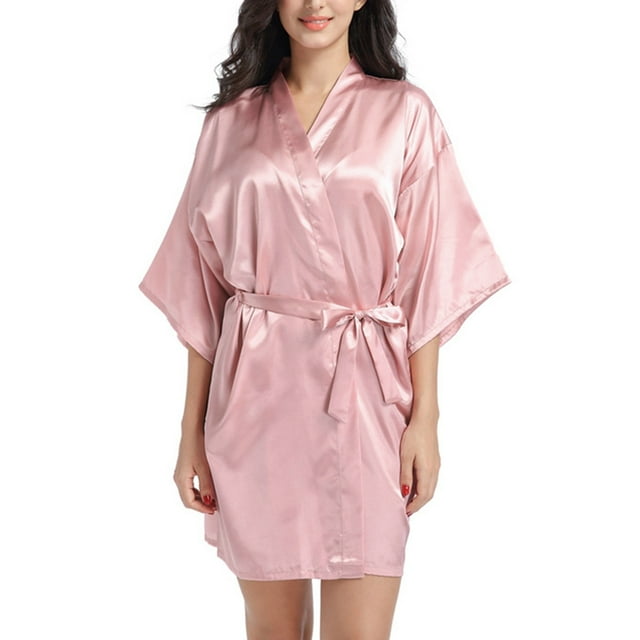 Women's Soft Long Satin Robes Long Silk Robes Full Length Robes Kimonos Silky Bath Robe Dressing Gowns