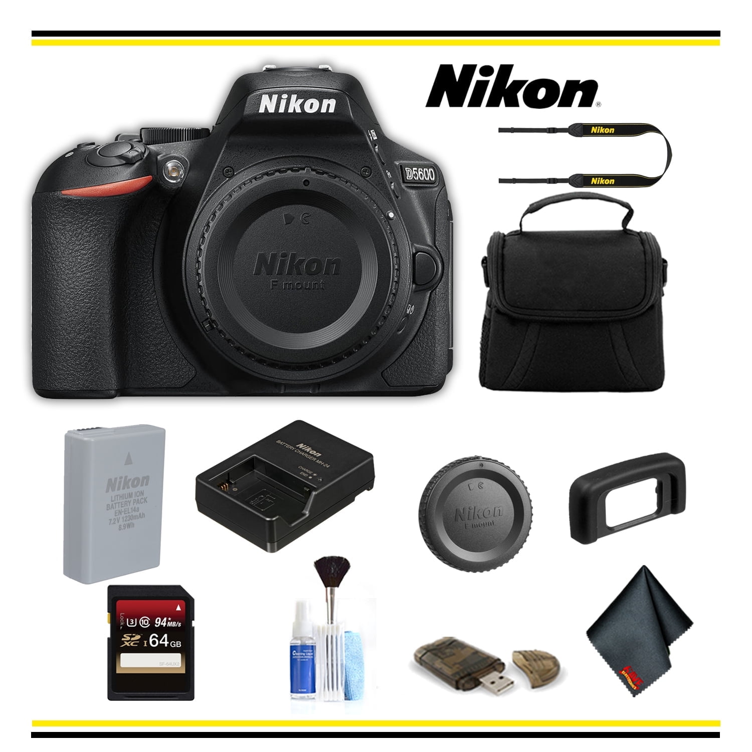 Nikon D5600 DSLR Camera 24.2MP DX-Format Starter Bundle with Accessories (International Model)