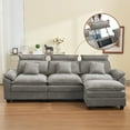thumbnail image 2 of DOMICARE 103'' Cloud Modern L-Shaped 3-Seater Couch with Removable Headrest & Ottoman, Modular Oversized Chenille Sectional Sofa with Armrests for Living Room, Light Grey, 2 of 10