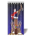 thumbnail image 1 of ABPHQTO Feliz Navidad Cortina de ducha Gráfico de dibujos animados Papá Noel tirado por una chimenea por un reno Decoración de baño Cortina de ducha 90x180 cm, 1 of 2