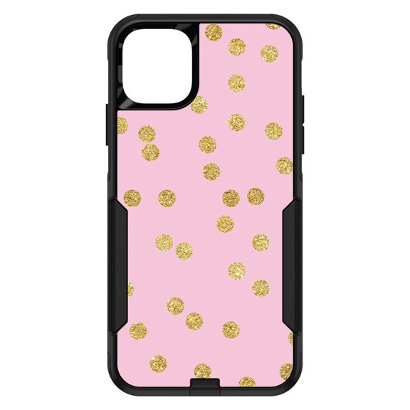 DistinctInk Custom SKIN / DECAL compatible with OtterBox Commuter for iPhone 11 Pro MAX (6.5" Screen) - Pink & Gold Print - Polka Dots Pattern