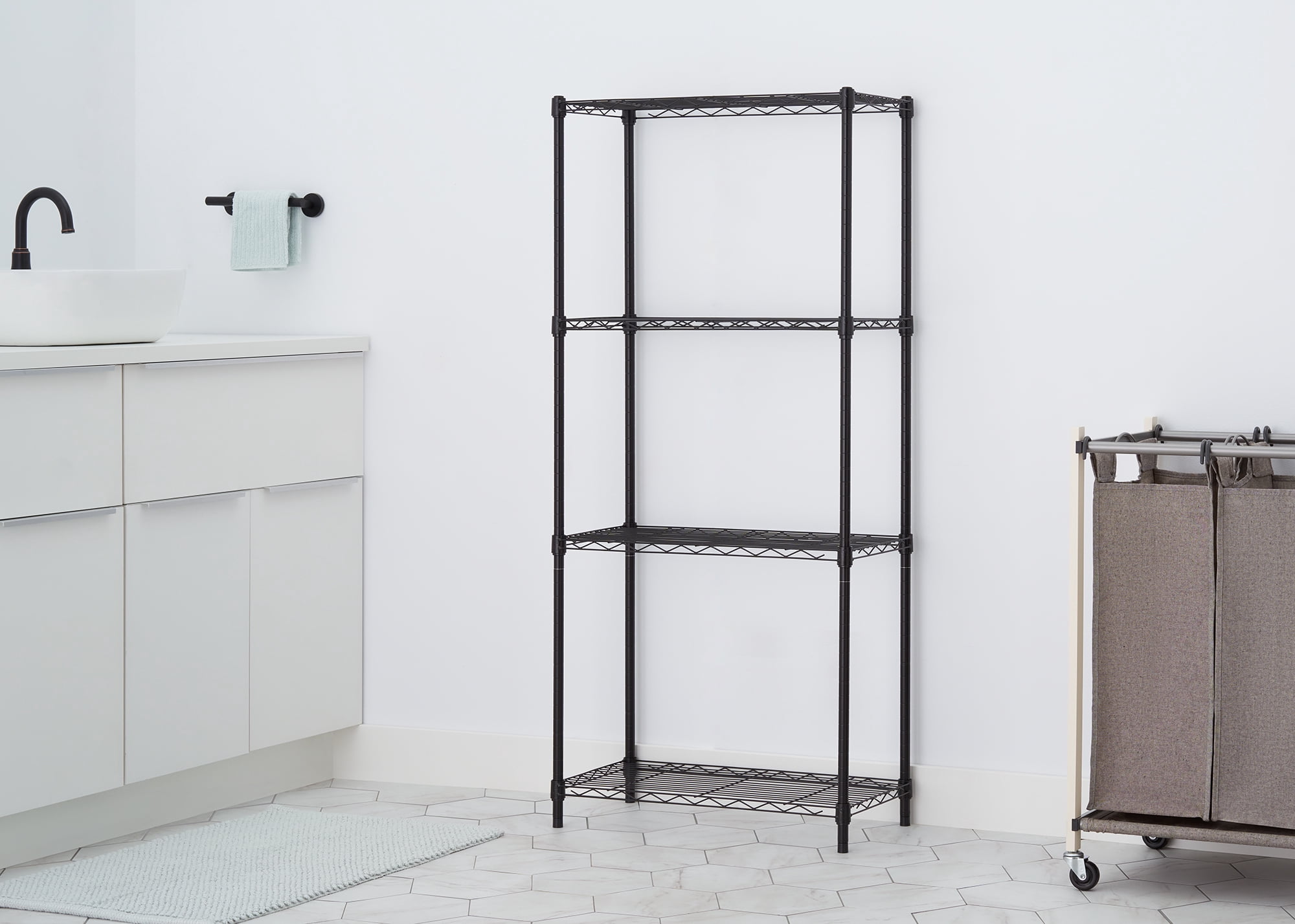 TRINITY BASICS 4-Tier NSF 24"x12"x53.5" Wire Shelving Rack / Black