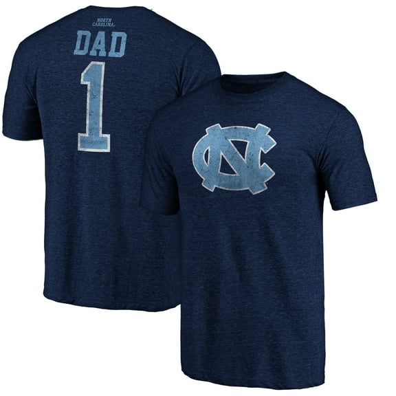 Men's Navy North Carolina Tar Heels Greatest Dad Logo Tri-Blend T-Shirt