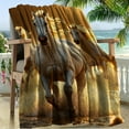 thumbnail image 2 of Galloping White Horses Blanket - Soft Flannel All-Season Bedspread with Golden-Brown Horse Print, Beige & Golden Bed Cover for Adults &, Indoor/Outdoor Use, Camping, Travel - Ideal Gift (White Horses, 2 of 10