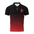 thumbnail image 5 of Pisexur T-shirt à Manches Courtes pour Homme Homme Décontracté Ample Mode Rayé Feuille d'Érable Imprimée Bouton Chemise à Manches Courtes Col Rabattu Rouge,m, 5 of 5