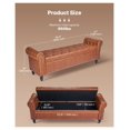 thumbnail image 2 of Button Tufted Storage Ottoman Bench, PU Leather Entryway Bench with Wood Legs, Upholstered Bedroom Bench for Living Room, 65.4” Brown, 2 of 6