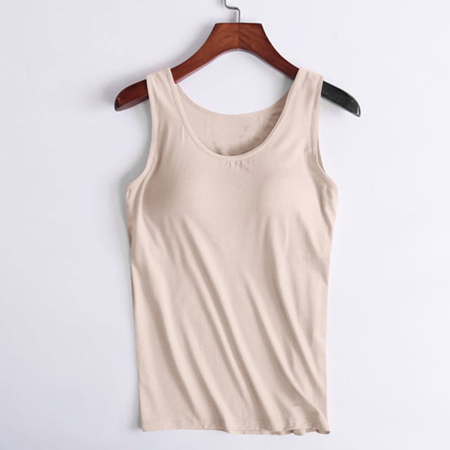 DPTALR Camisole Rembourrée Unie pour Femmes Sans Armatures et Bonnets Base Intégrée