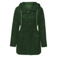 thumbnail image 6 of Duoif Rain Jacket Women, Women's Raincoats with Hood Windbreaker with Belt Lightweight Long Rain Jackets Outdoor Trench Coat Jackets for Women Green M, 6 of 7