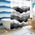thumbnail image 5 of No Hook Shower Curtain, Grey Ombre Shower Curtains for Bathroom with See Through Top Window, Modern Geometric Moire Abstract Art Waterproof & Washable Bath Curtain Stall 48"x72", 5 of 9