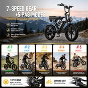 AMYET G60 Electric Bike for Adults, 1000W Peak 1500W, 48V 20Ah, 20x4 Fat Tire E Mountain Bike, UL2849