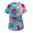 thumbnail image 4 of Resicozy Valentine's Day Scrubs Tops for Women V Neck Short Sleeve Cute Print Shirts Comfy Nurse Uniform with Pockets 2026 Navy#2 M, 4 of 4