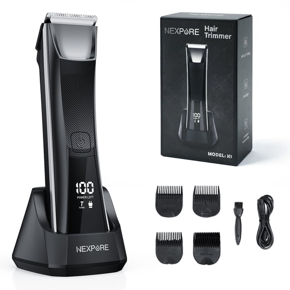 NEXPURE Body Hair Trimmer for Men, Groin Trimmer, Mens Pubic Hair Trimmer, Wet/Dry Shaver Groomer, with LED Light, IPX5 Waterproof