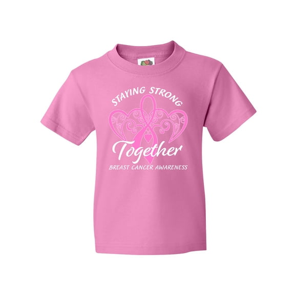 Inktastic Staying Strong Together with Pink Breast Cancer Ribbon Youth T-Shirt